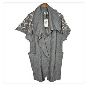 THML Grey Oversized Cardigan Sweater Womens Small NWT Long Open Front Knit Gray